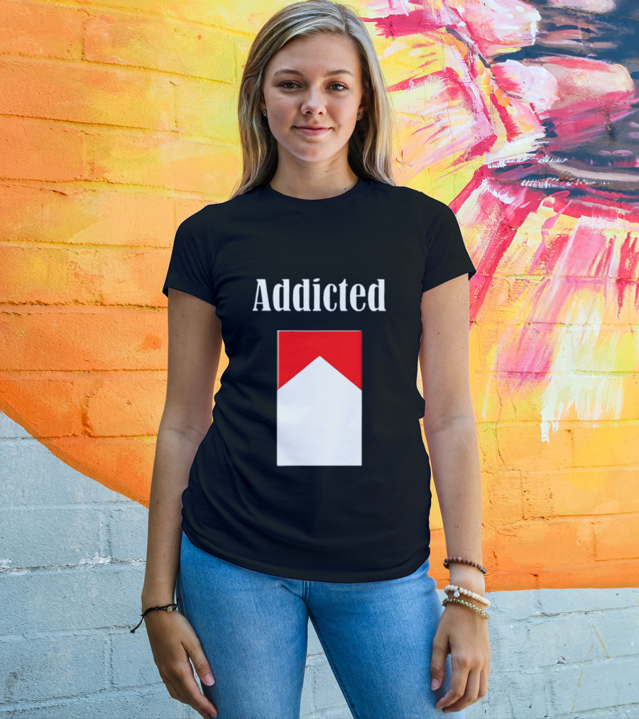Addicted Cigarette Box Red And White T-Shirt