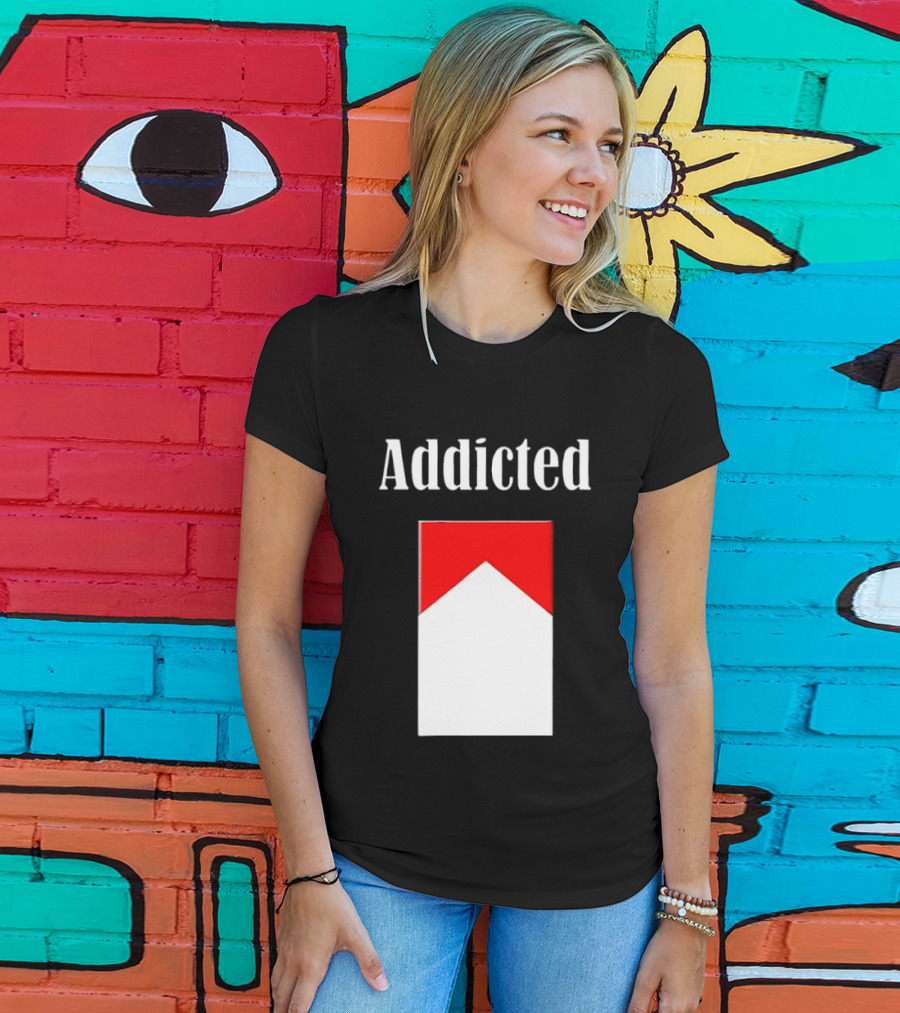 Addicted Cigarette Box Red And White T-Shirt