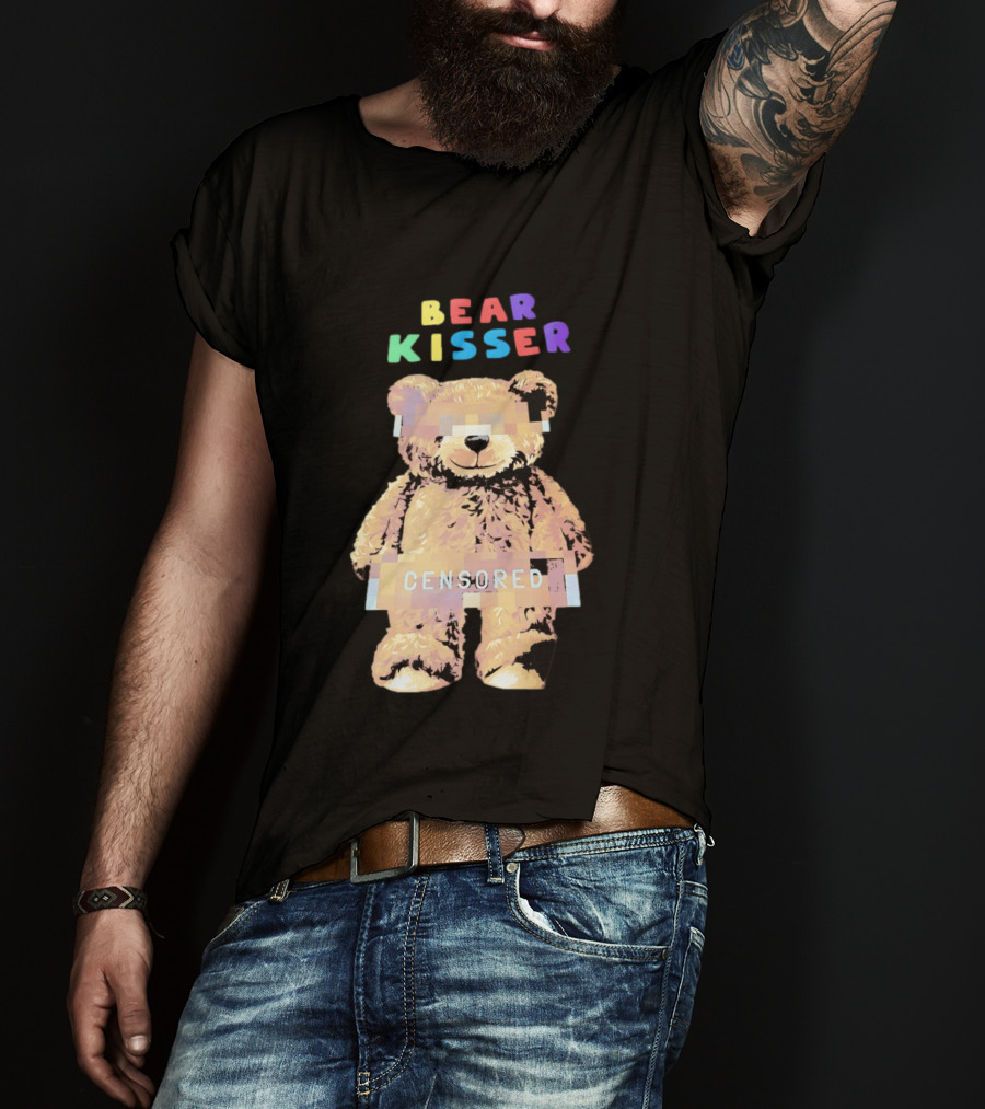 Bear Kisser Censored Pixelated Teddy Bear T-Shirt