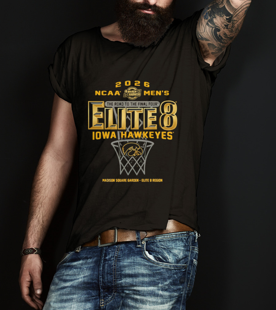 2026 NCAA Men's Elite 8 Iowa Hawkeyes Madison Square Garden East Region T-Shirt