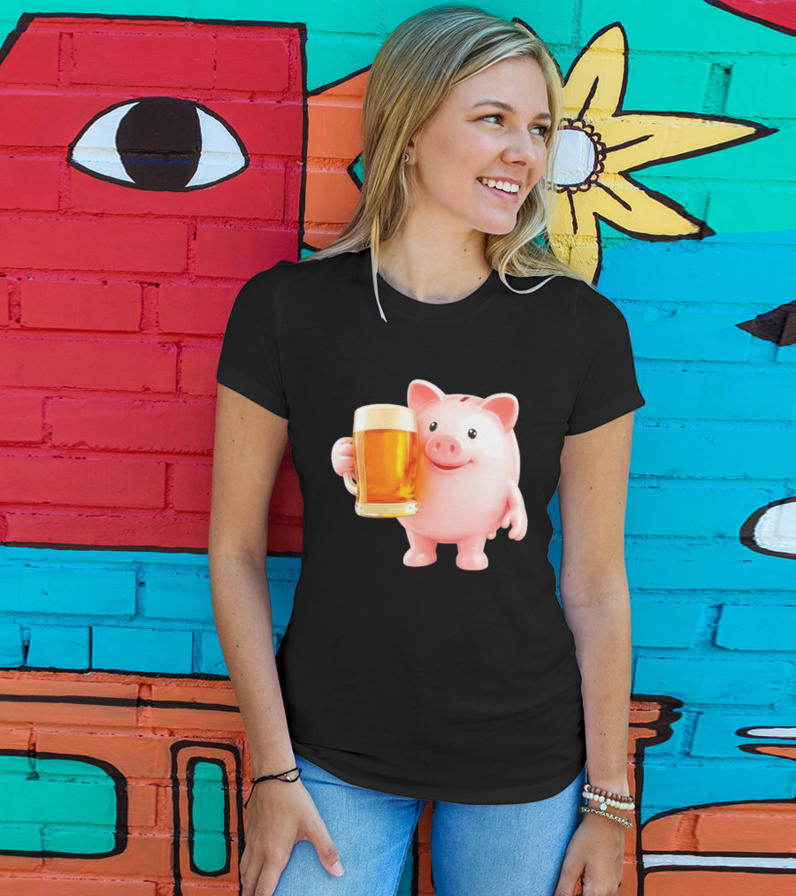 Piggy Bank With Beer Save Money Concept T-Shirt