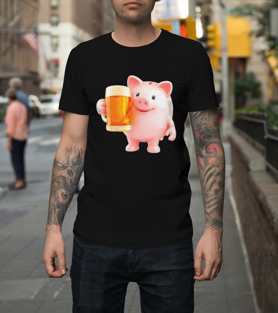 Piggy Bank With Beer Save Money Concept T-Shirt