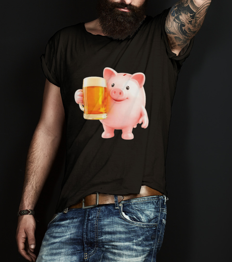 Piggy Bank With Beer Save Money Concept T-Shirt