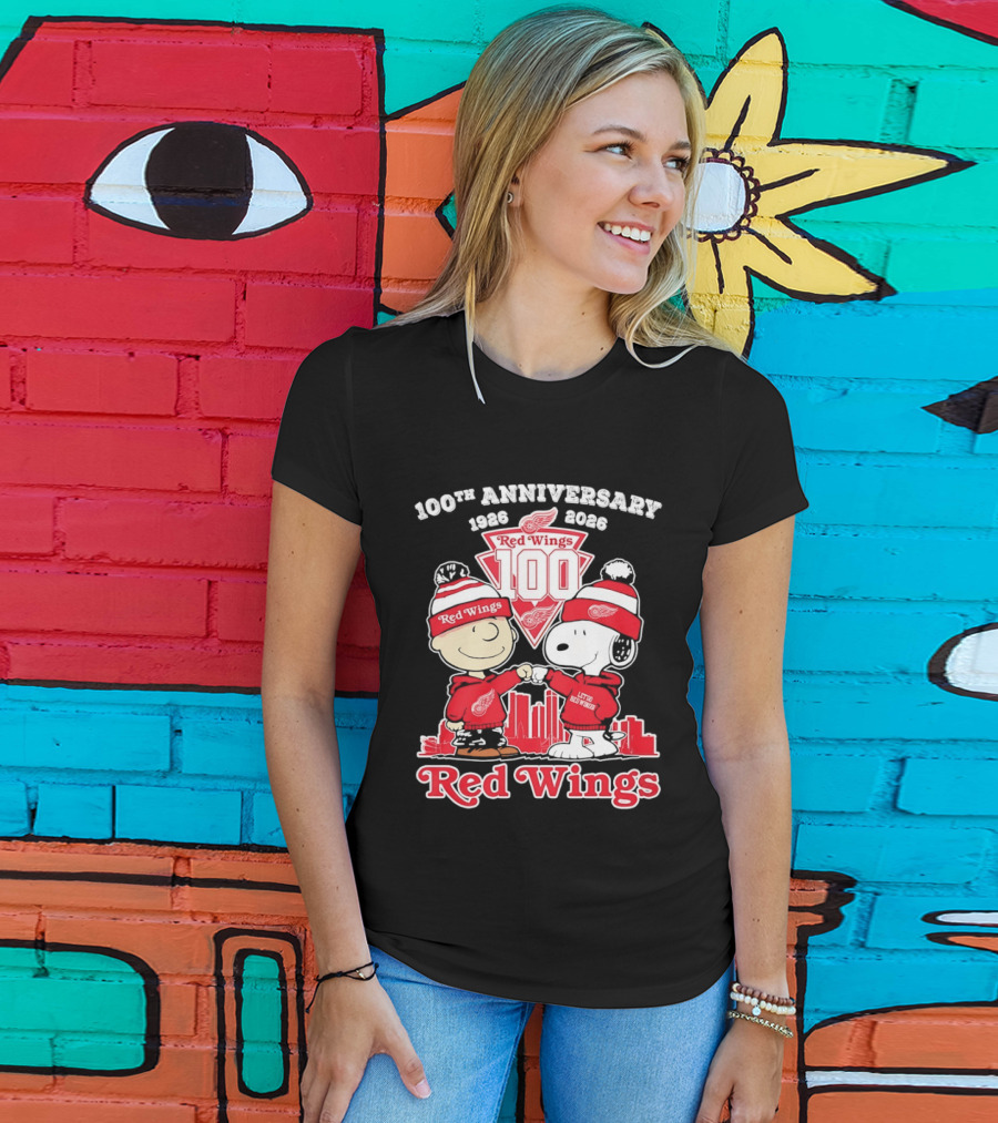 Charlie Brown Snoopy Red Wings 100th Anniversary 1926 2026 T-Shirt