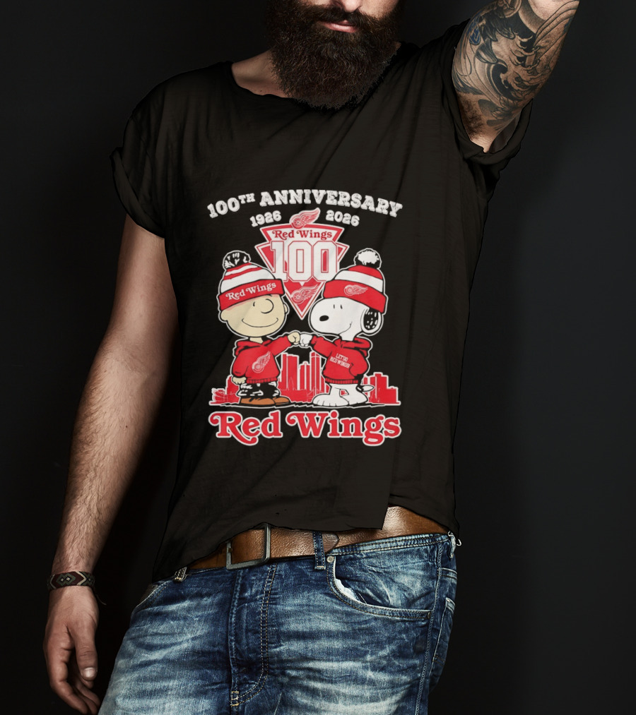 Charlie Brown Snoopy Red Wings 100th Anniversary 1926 2026 T-Shirt