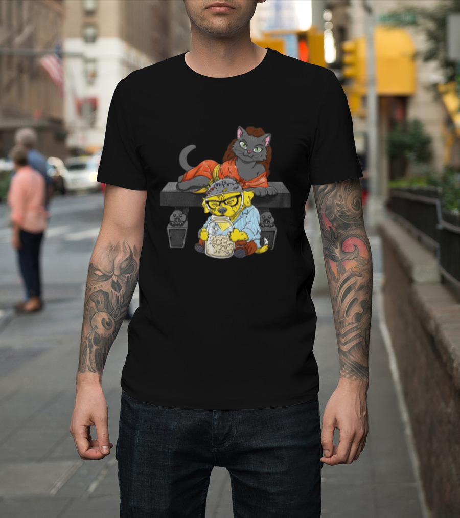Proton Pets Cats And Dogs Mass Caring Together On Skull Bench T-Shirt
