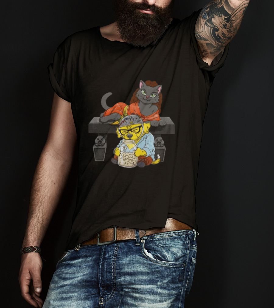 Proton Pets Cats And Dogs Mass Caring Together On Skull Bench T-Shirt