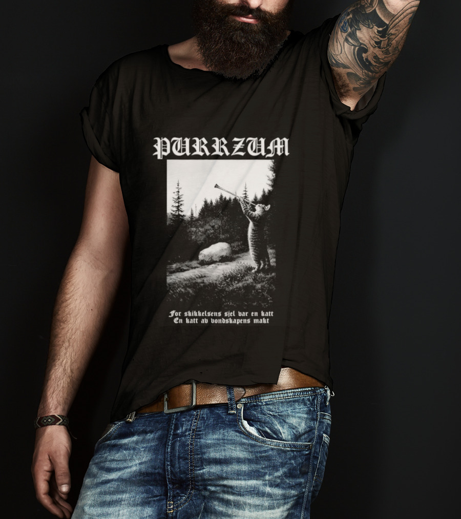 Purrzum Skikkelsens Sjel Var En Katt En Katt Av Vondskapens Makt Filosofem T-Shirt