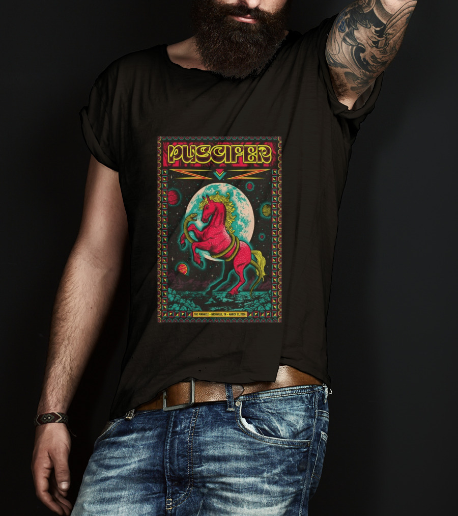 Puscifer The Pinnacle Nashville TN March 27 2026 Psychedelic Unicorn Snake Moon Planets T-Shirt