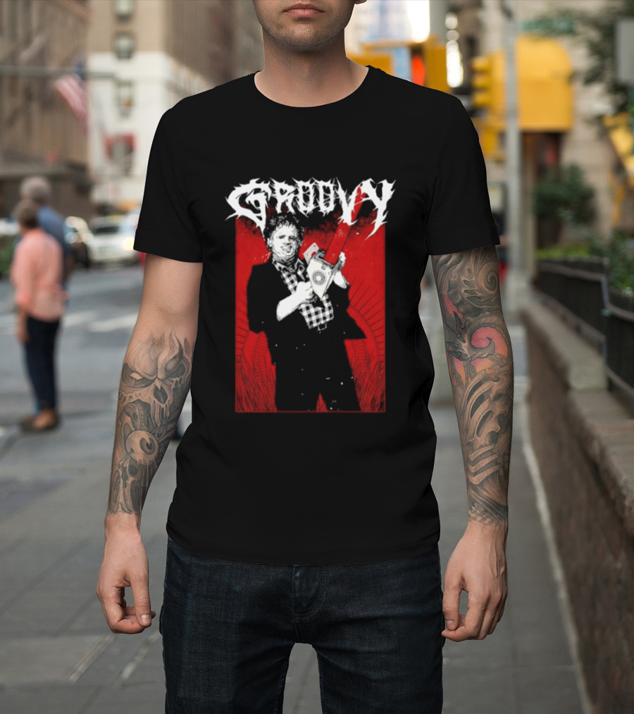 Groovy Metal Leatherface The Texas Chain Saw Massacre Horror T-Shirt