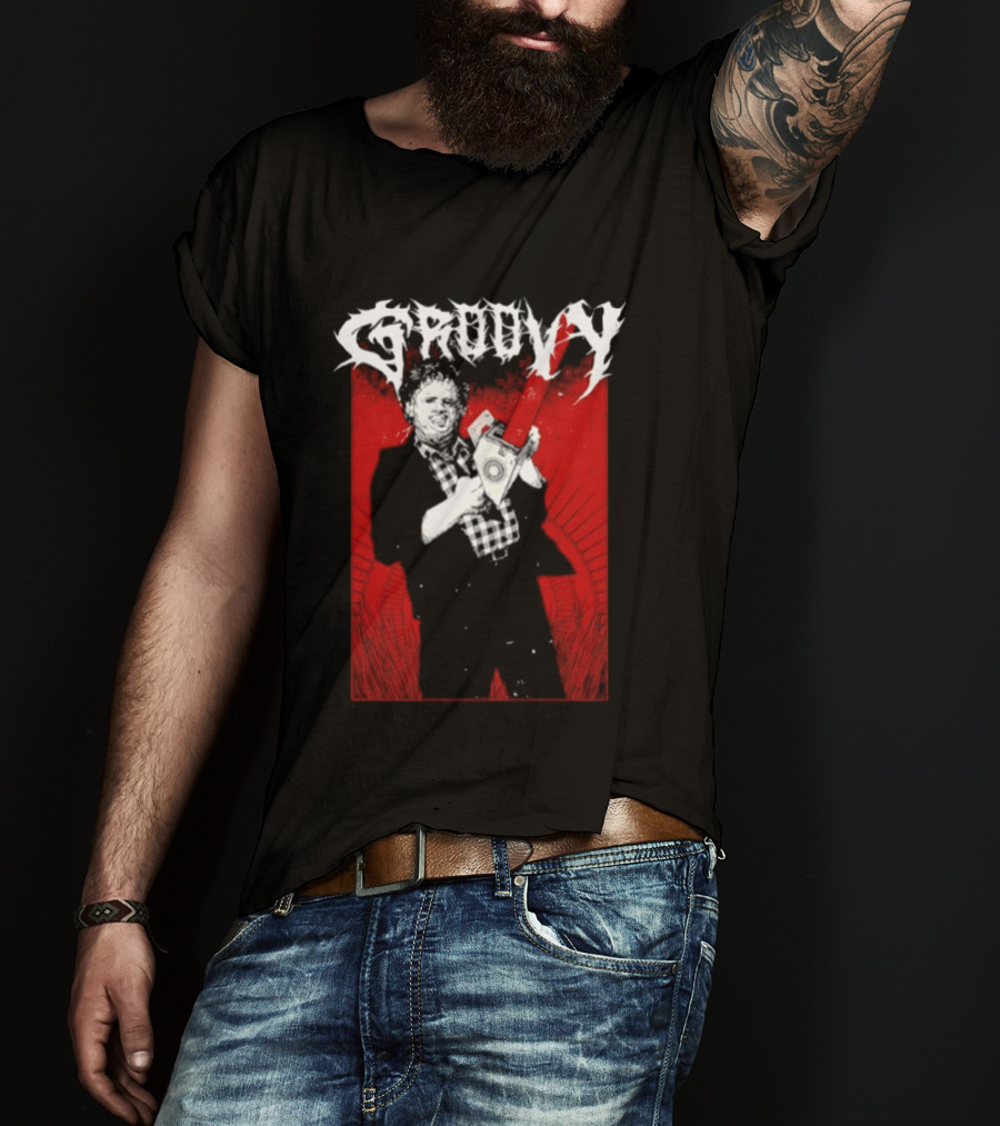 Groovy Metal Leatherface The Texas Chain Saw Massacre Horror T-Shirt