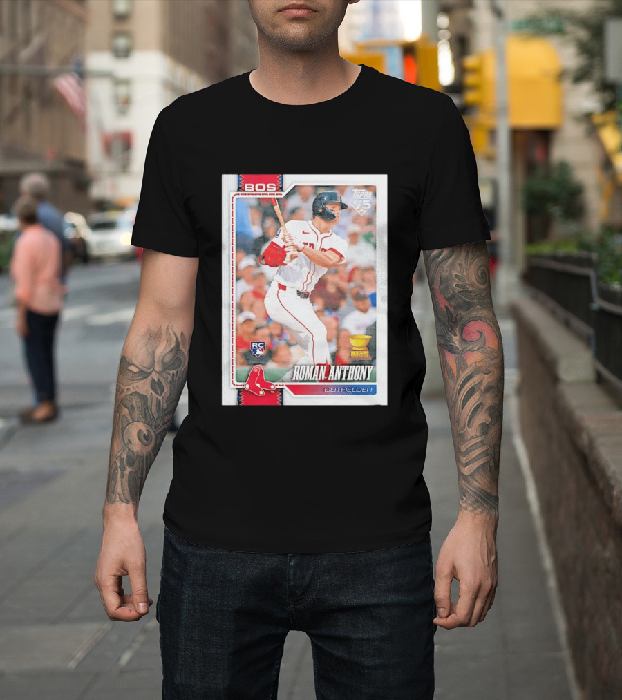 Roman Anthony Boston Red Sox Rookie Card Outfielder Topps 75th Anniversary T-Shirt