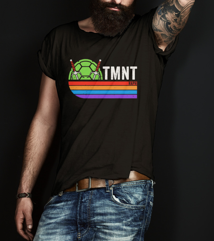 TMNT Raphael Raph Turtle Shell Sai Weapons Rainbow T-Shirt