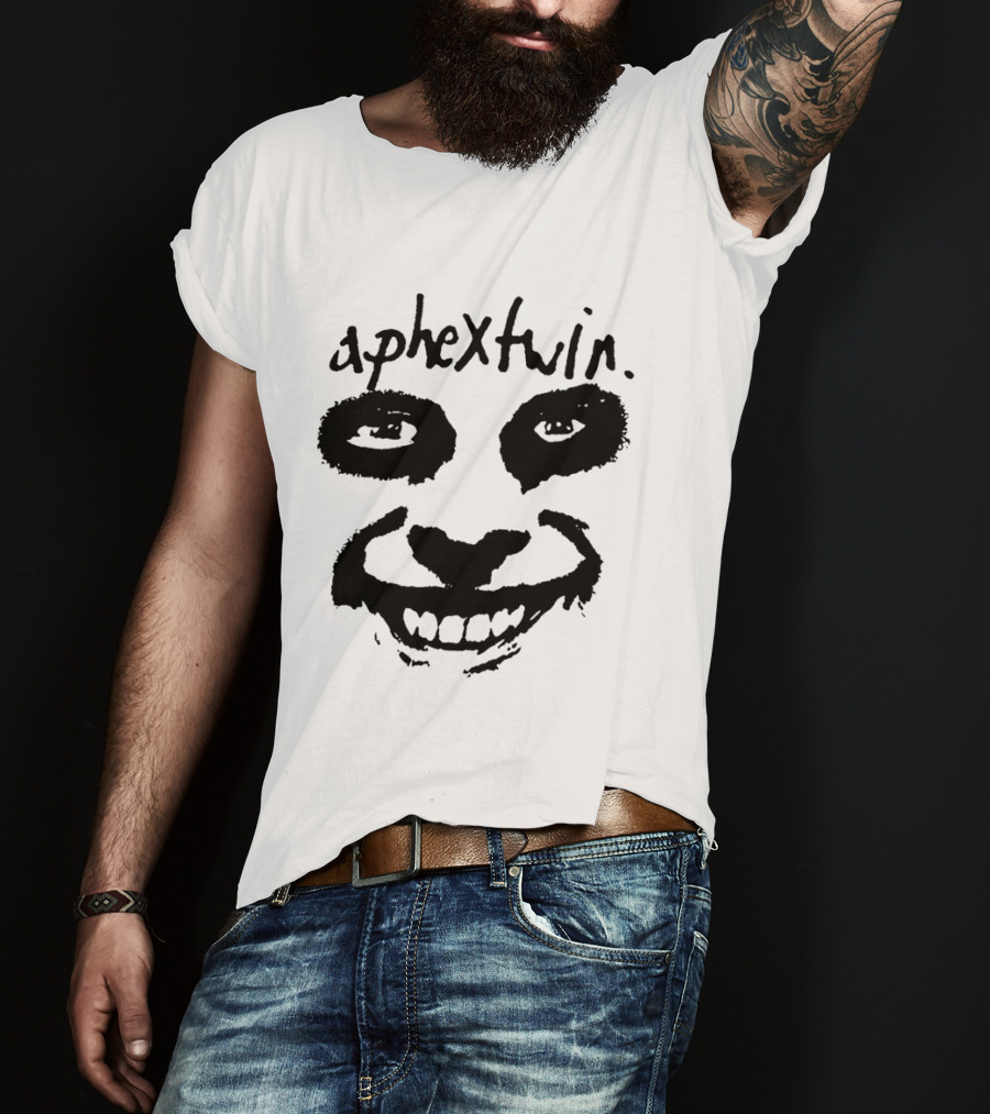 Aphex Twin Handwritten Logo With Distorted Face T-Shirt