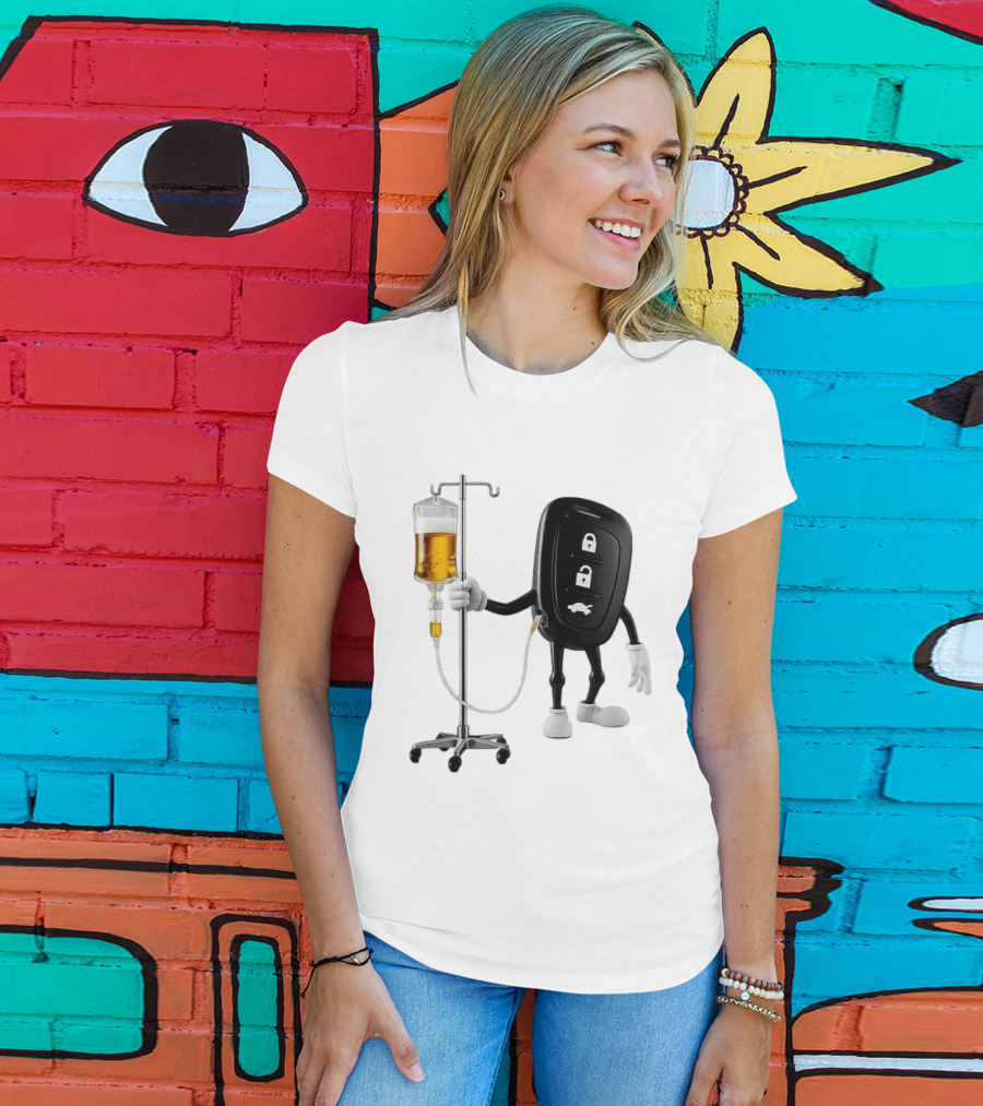 Car Keys With IV Beer Do Not Drink Alcohol When Driving Warning T-Shirt