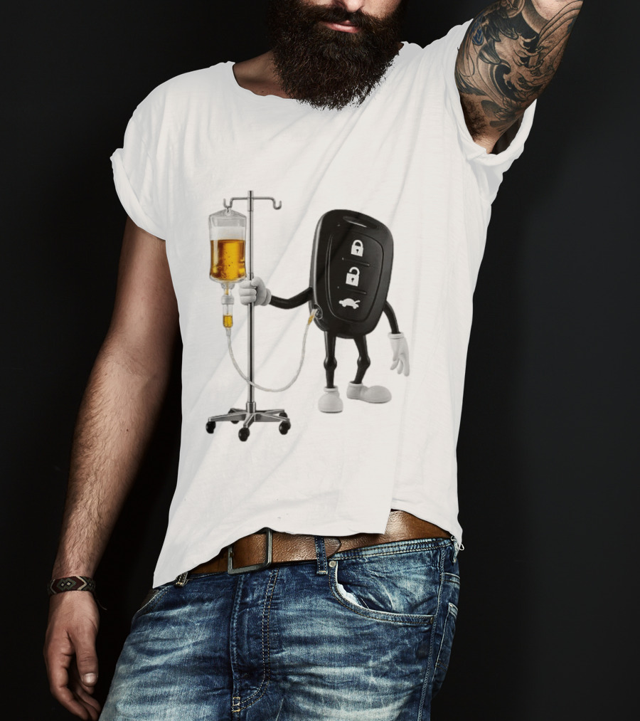 Car Keys With IV Beer Do Not Drink Alcohol When Driving Warning T-Shirt