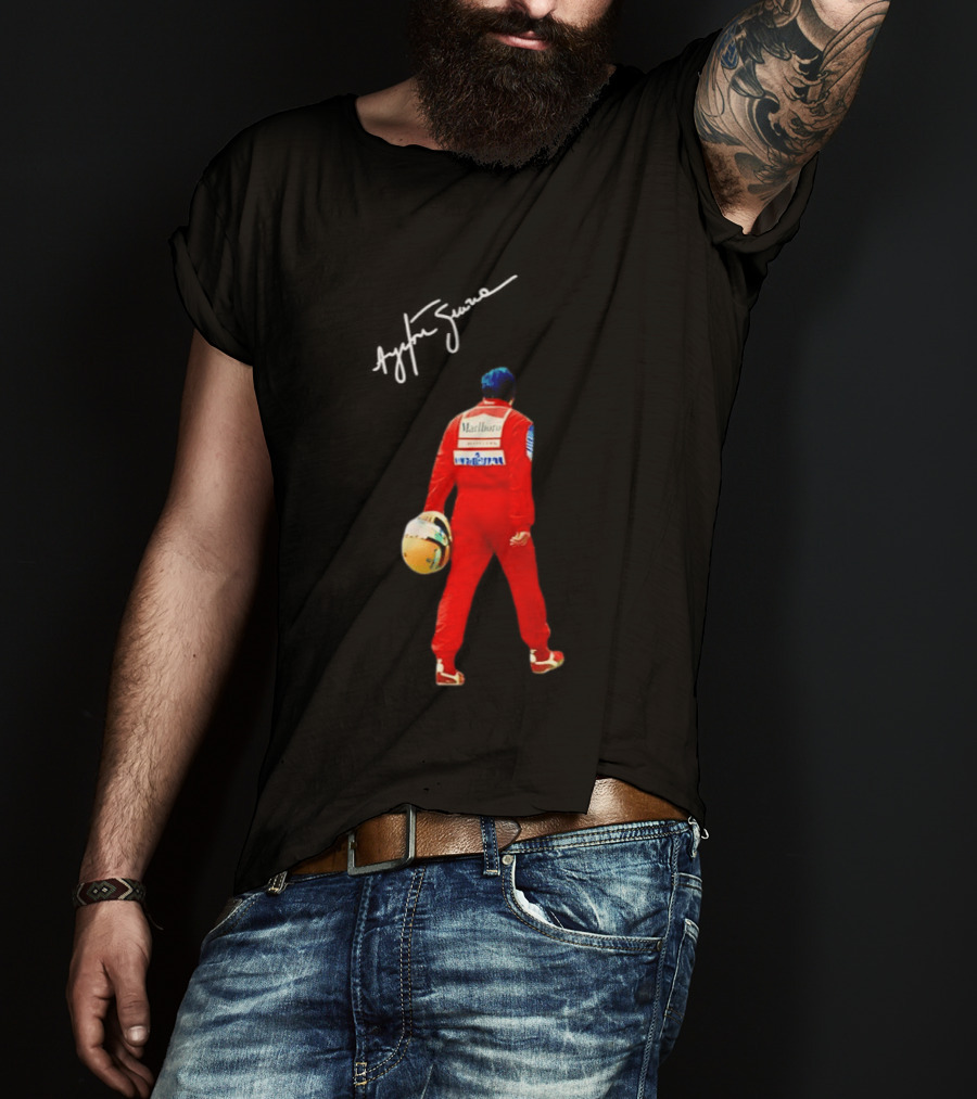 Ayrton Senna Racing Motorsport Legend Marlboro McLaren F1 Driver Iconic Branding T-Shirt