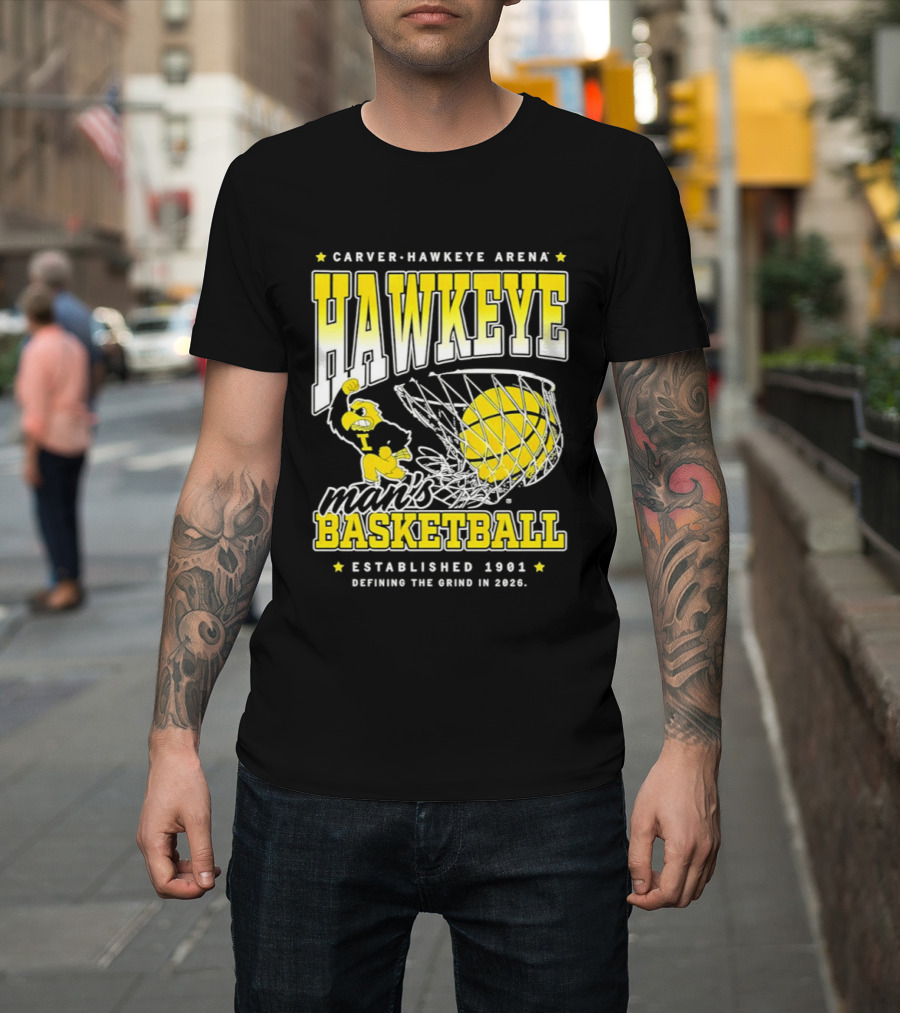 Carver Hawkeye Arena Man's Basketball Defining the Grind in 2023 Established 1901 T-Shirt
