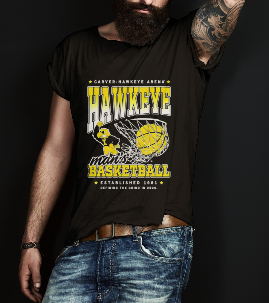 Carver Hawkeye Arena Man's Basketball Defining The Grind In 2023 Established 1901 T-Shirt