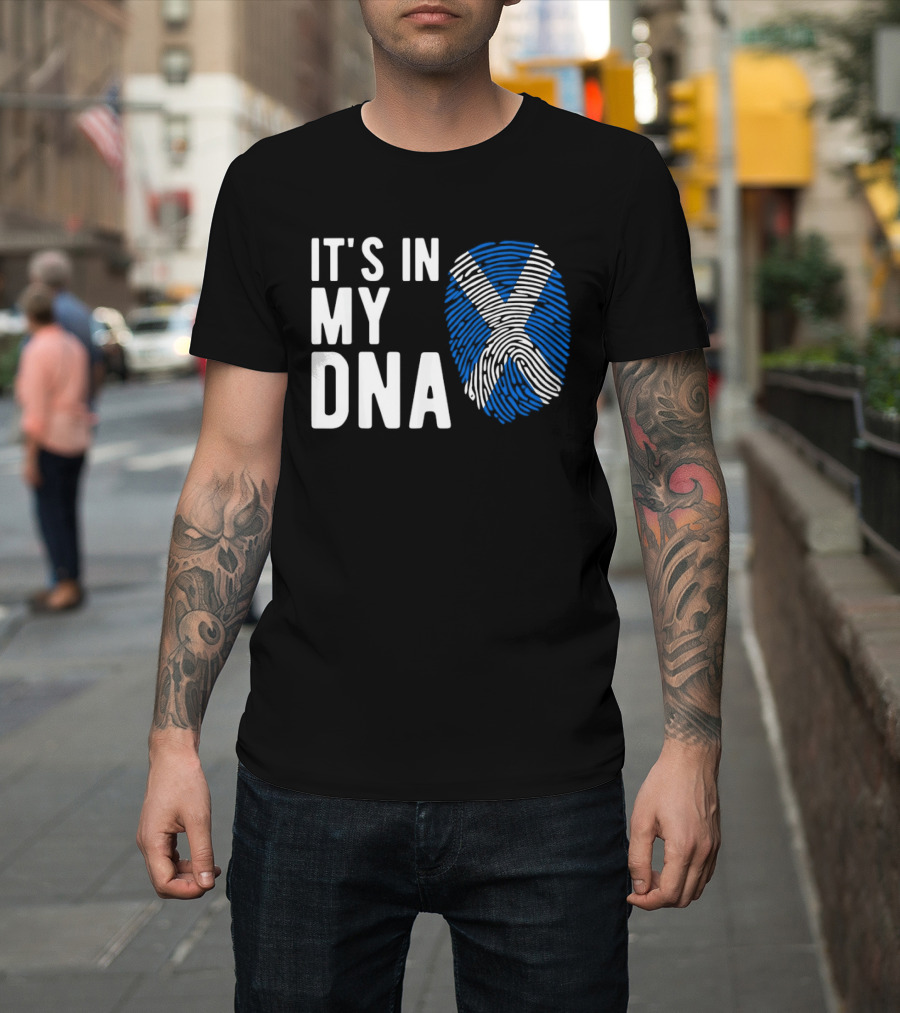 IT'S IN MY DNA Scotland Flag Fingerprint T-Shirt
