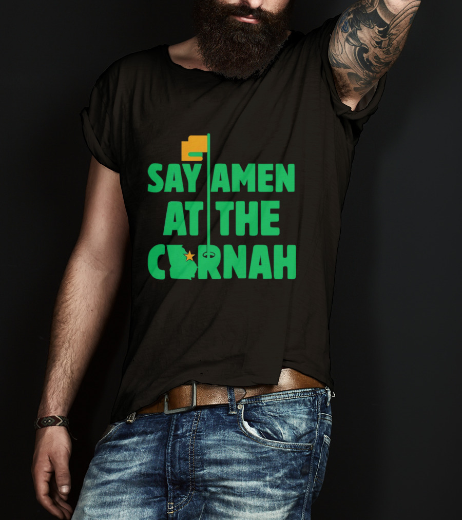 Say Amen At The Cornah Golf Flag Star Motif T-Shirt