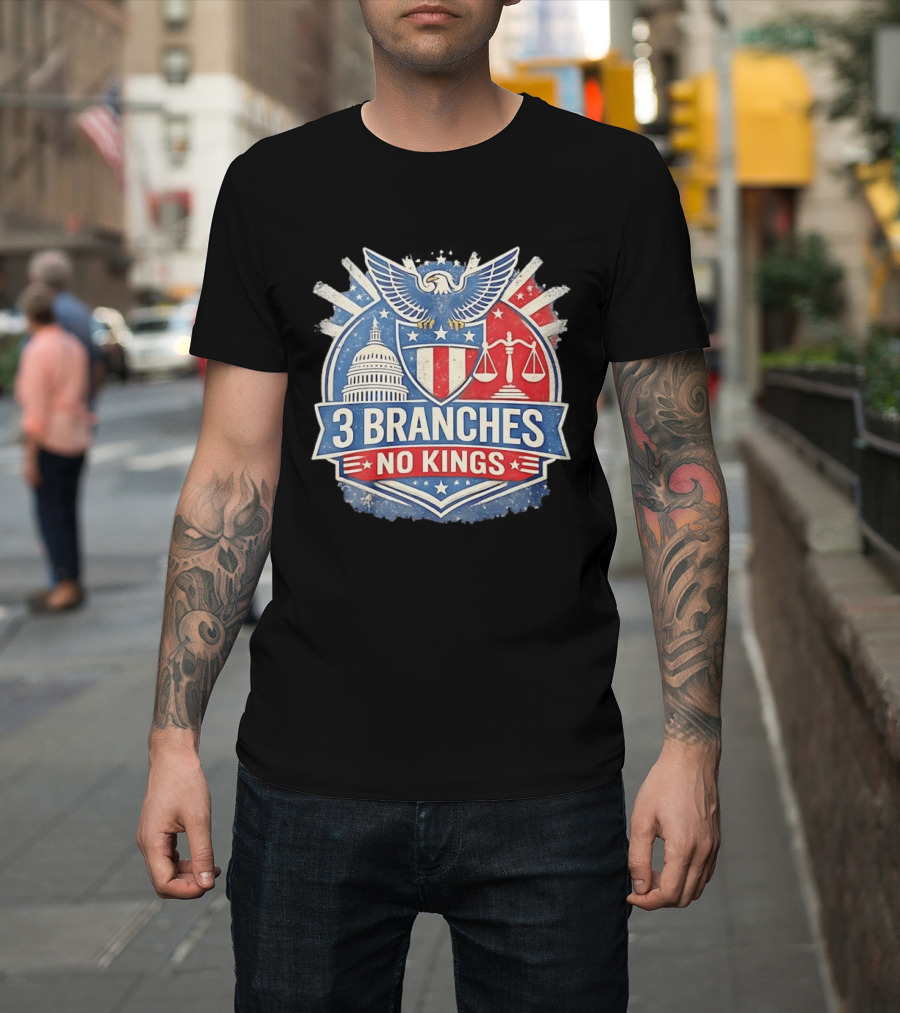 3 Branches No Kings Eagle Emblem Capitol Justice Scales T-Shirt