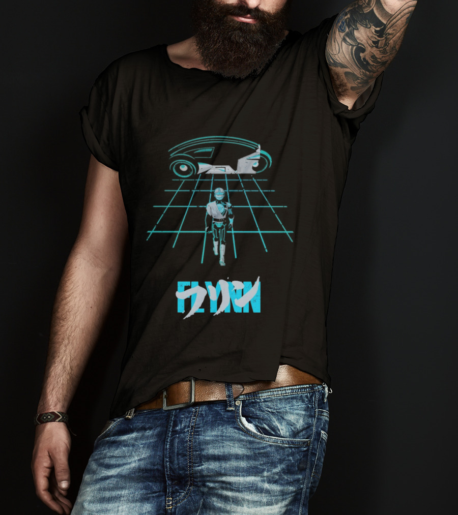 The Grid Rider Light Cycle Tron 1982 Movie Tron Kanji T-Shirt