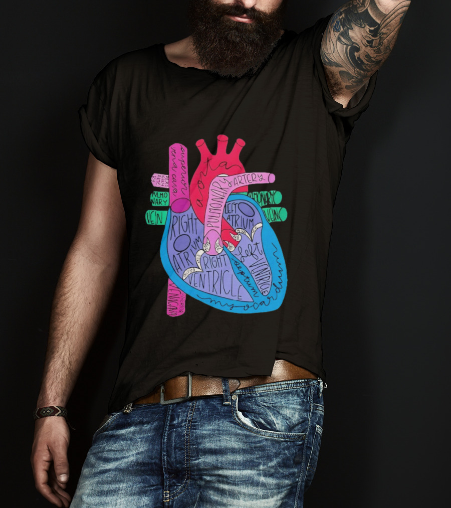 Heart Anatomy Aorta Pulmonary Artery Superior Vena Cava Right Atrium Ventricle Diagram T-Shirt