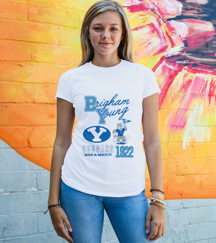 Brigham Young BYU Cougars Rise & Shout 1922 Flag Bearer T-Shirt