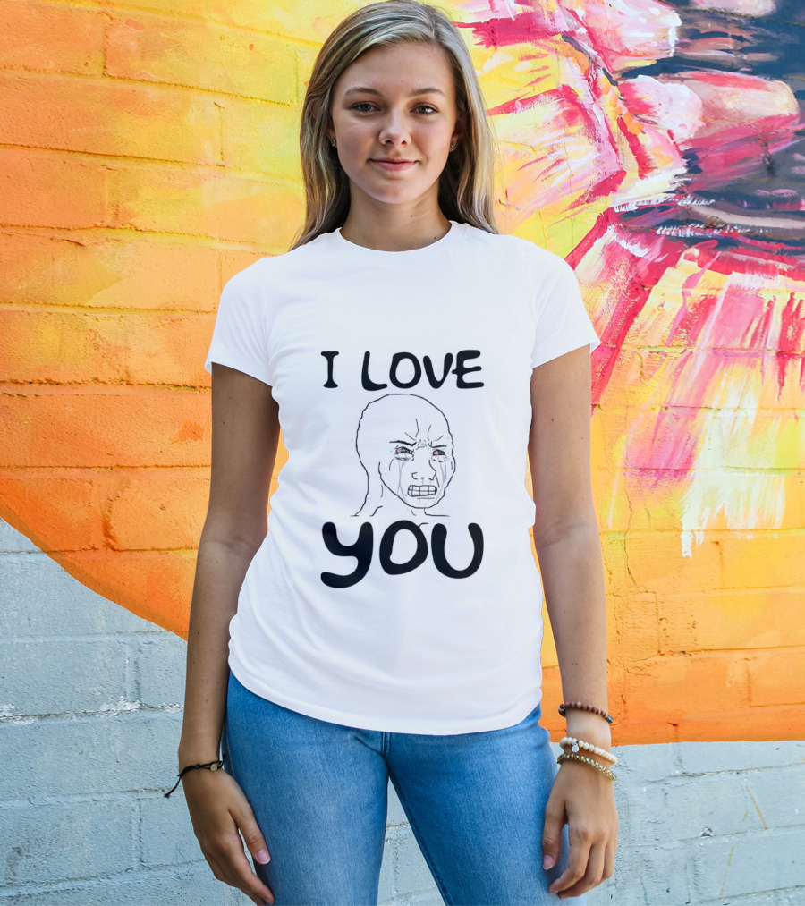Wojak Crying I Love You Meme T-Shirt