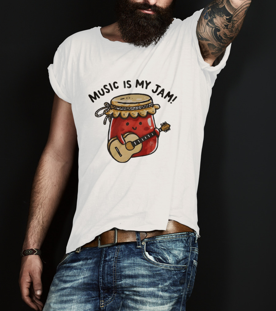 Jar Of Jam Playing Guitar Music Is My Jam T-Shirt