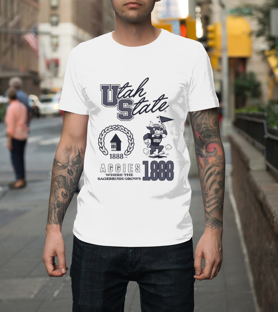 Utah State 1888 Aggies Where The Sagebrush Grows US Flag T-Shirt