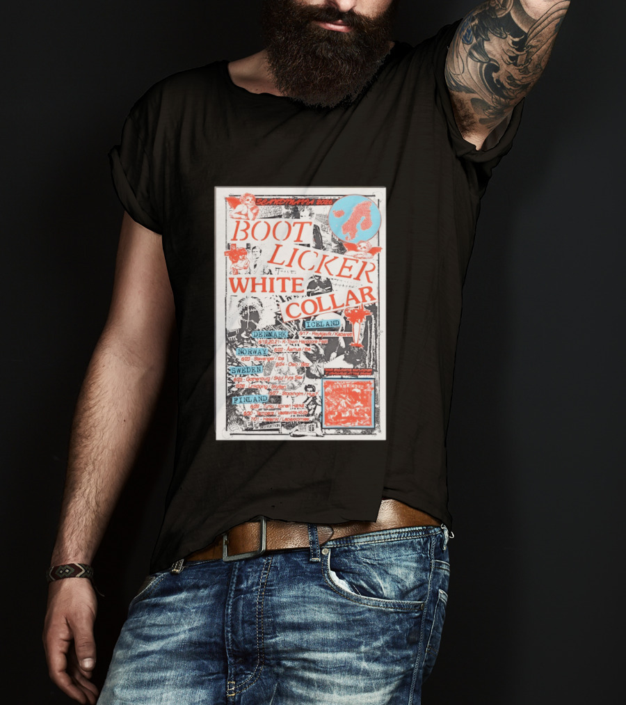 Scandinavia 2026 BootLicker White Collar Tour Denmark Norway Sweden Finland Iceland T-Shirt