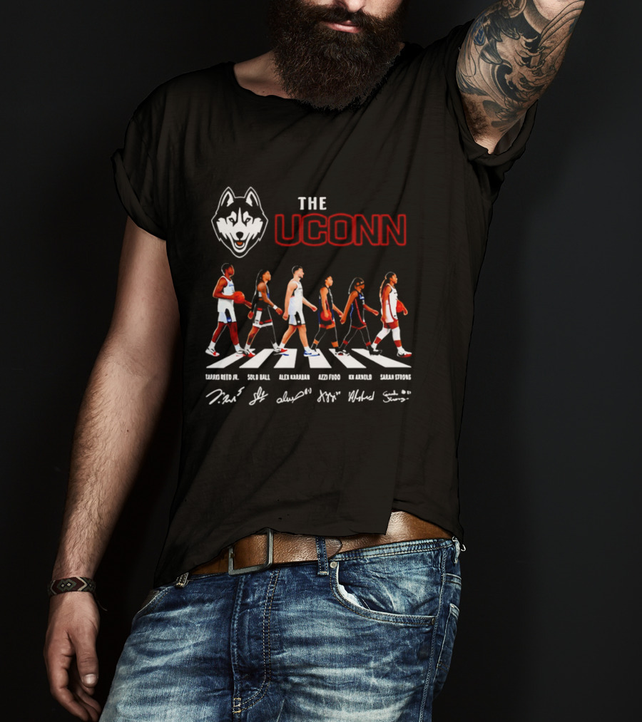 The UConn Huskies Men's And Women's Basketball Players Walking Abbey Road T-Shirt