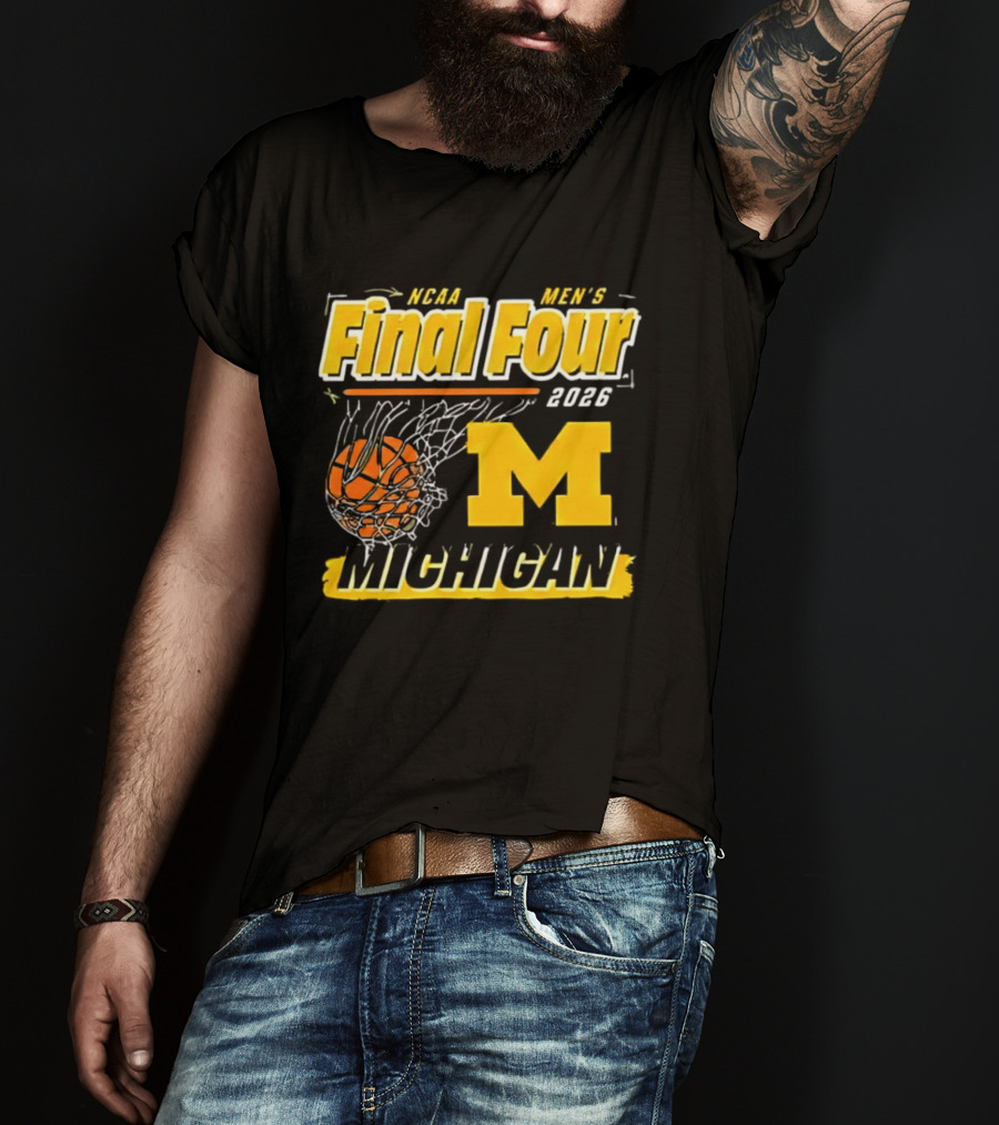 NCAA Men's Final Four 2023 Michigan Wolverines Basketball Swish T-Shirt