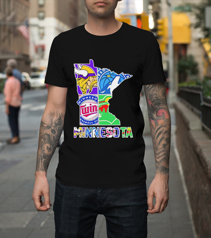 Minnesota Sports Teams Vikings Twins Wild Timberwolves Mashup T-Shirt