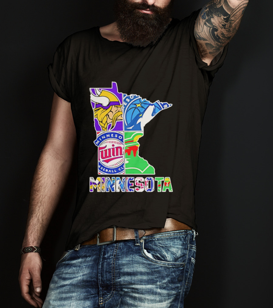 Minnesota Sports Teams Vikings Twins Wild Timberwolves Mashup T-Shirt