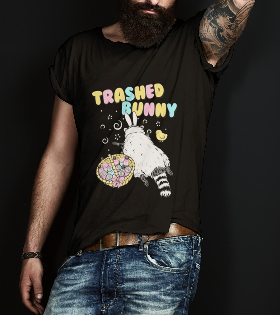 Trashed Bunny Raccoon Pastel Swirls Duck T-Shirt