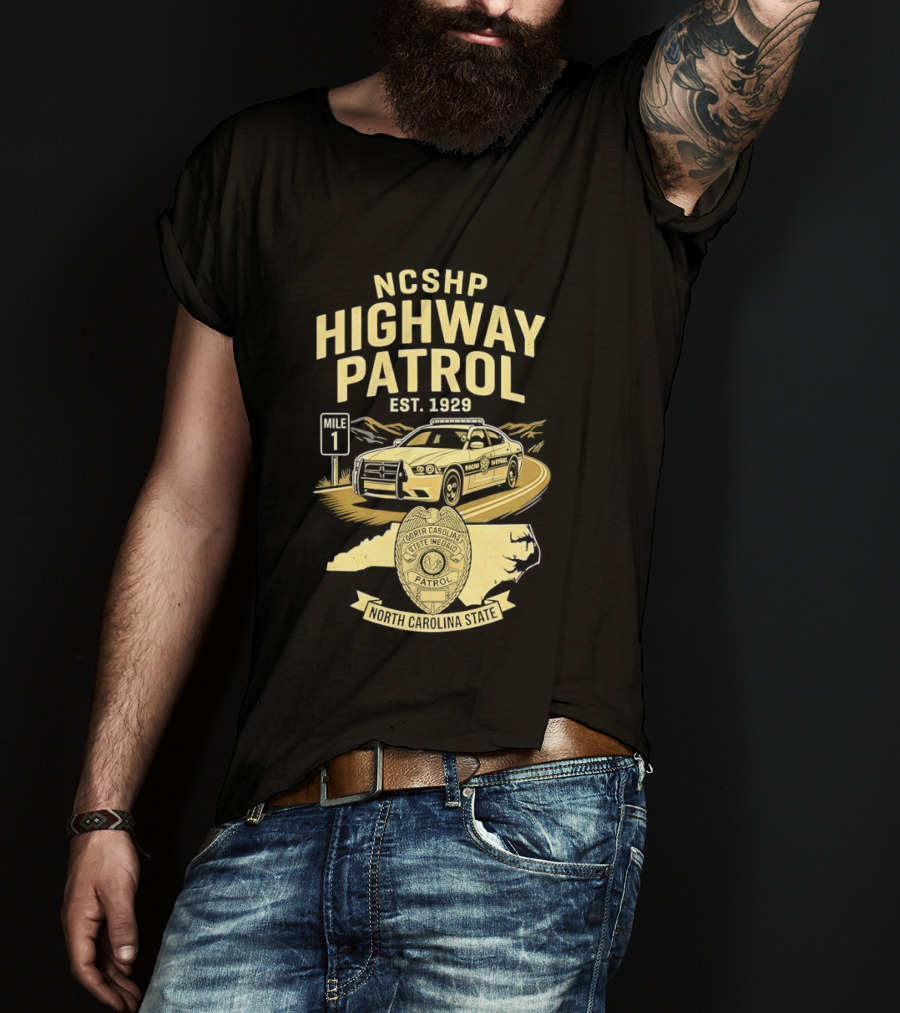 NCSHP Highway Patrol Est. 1929 Scenic Route Car T-Shirt