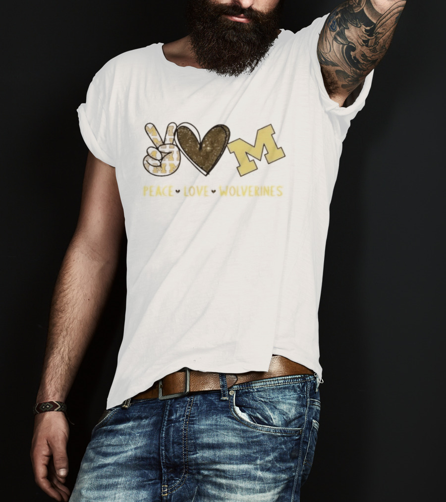 Peace Love Michigan Wolverines Iconic Team Spirit T-Shirt