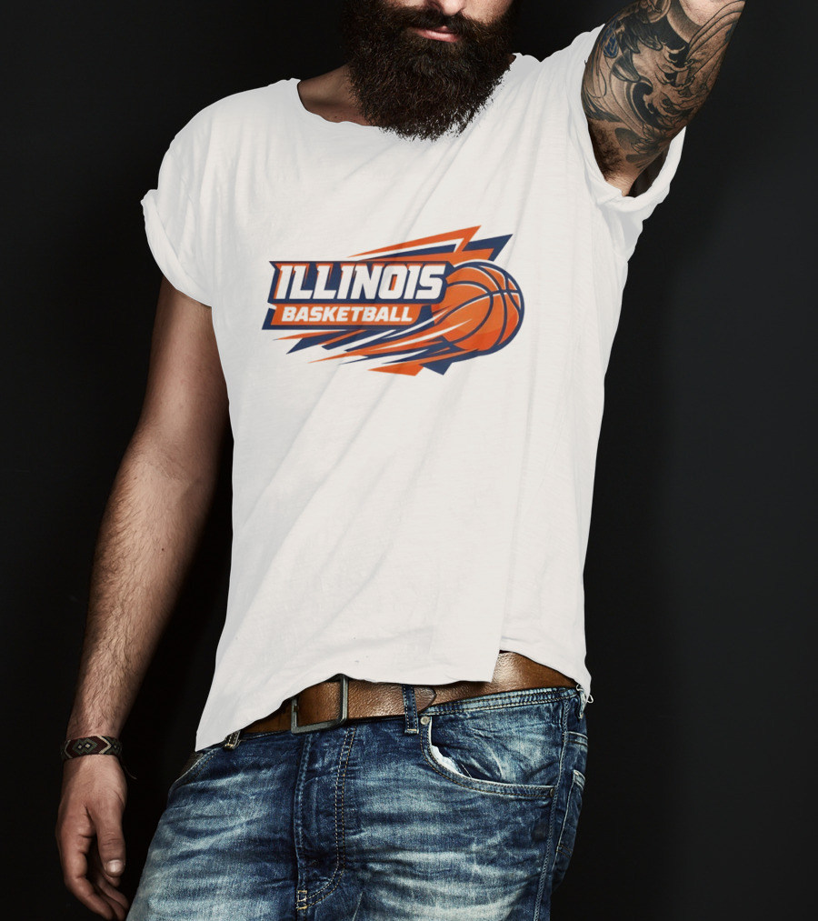 Illinois Basketball College Team Logo Sports T-Shirt