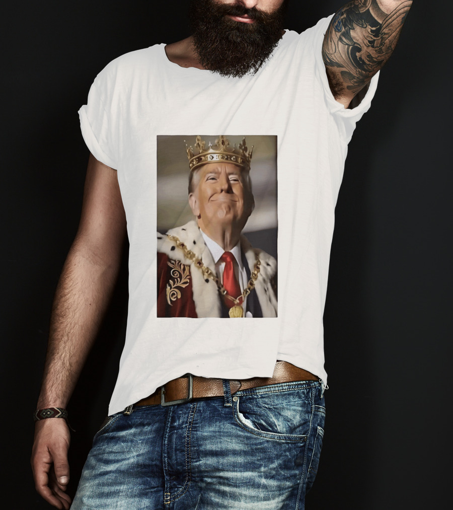 Donald Trump Crowned As King Regal Attire Red Tie Gold Crown T-Shirt