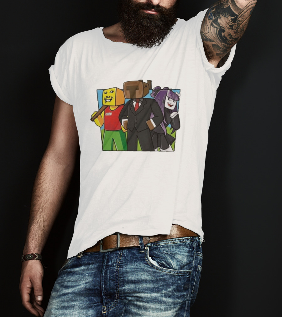 Jocuri Horror Sky Pixel Characters In Suits And Costumes T-Shirt