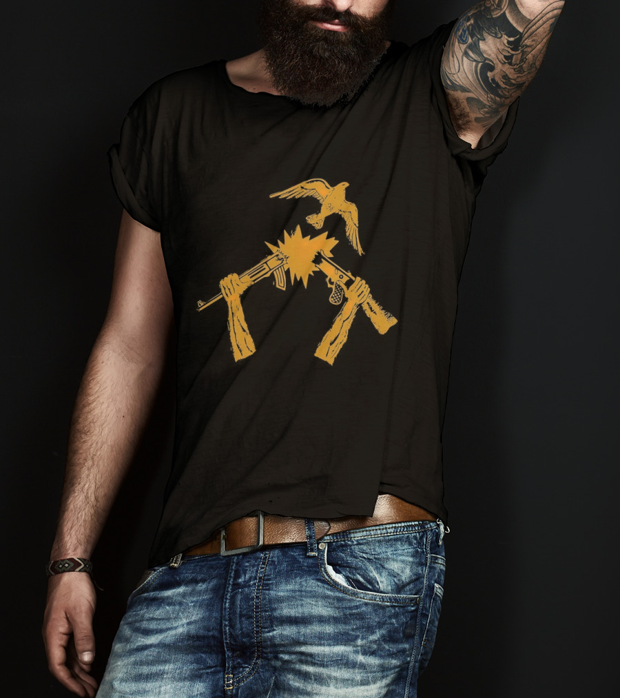 Anti War No Gun Peace Symbol Bird Explosion T-Shirt