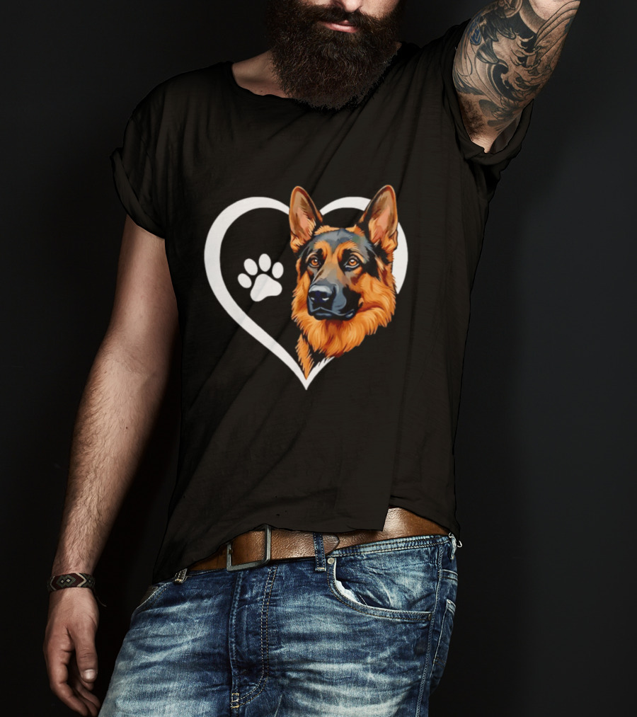 German Shepherd Heart Paw T-Shirt