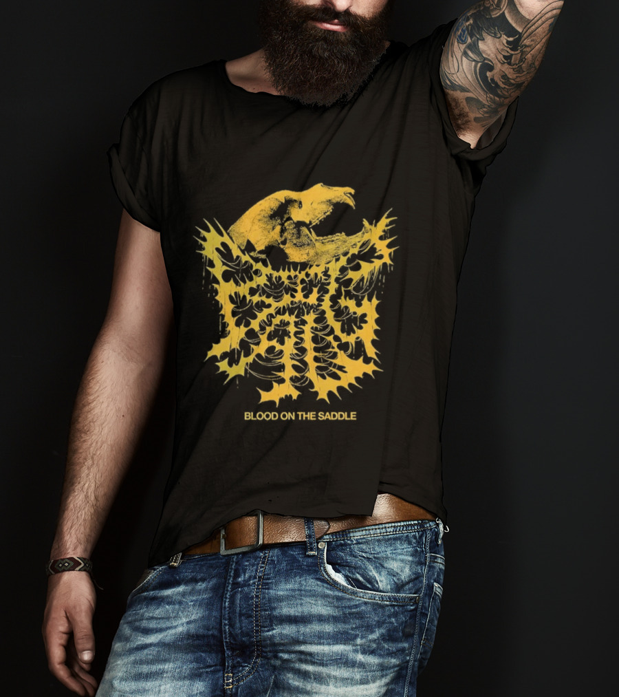 Blood On The Saddle Death Metal Golden Skull And Eagle T-Shirt