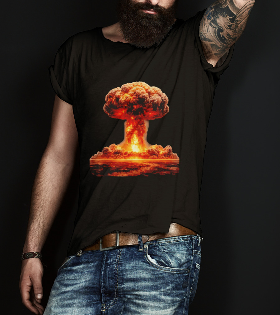 Fiery Destruction Mushroom Cloud Nuclear Bomb Explosion T-Shirt