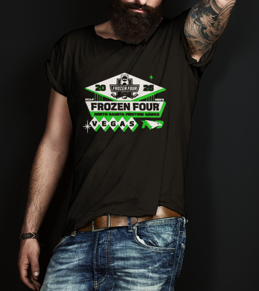 North Dakota Fighting Hawks Frozen Four 2026 Vegas NCAA Men's Hockey T-Shirt