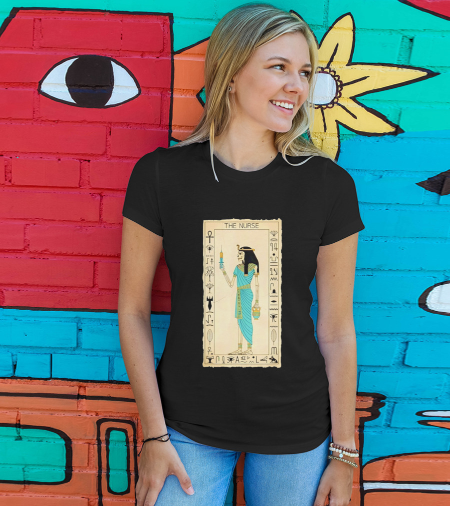 The Nurse Egyptian Skeleton Tarot Card Medical Goth T-Shirt