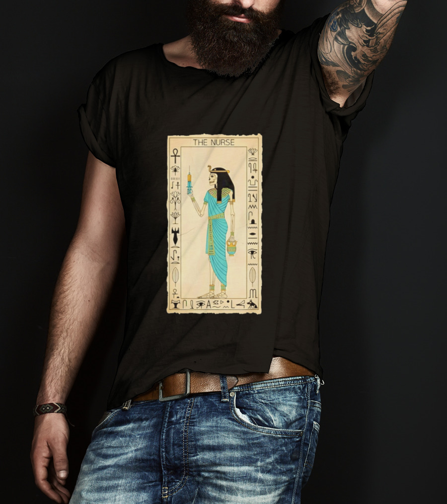 The Nurse Egyptian Skeleton Tarot Card Medical Goth T-Shirt
